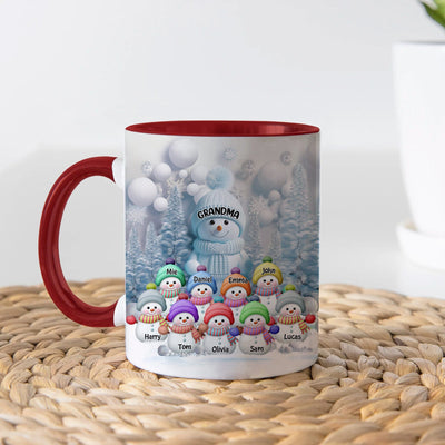 Christmas Blue Vibe Snowman Grandma Mom Colorful Kids Personalized Accent Mug NVL09NOV23VA2 Accent Mug HumanCustom - Unique Personalized Gifts Made Just for You