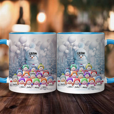 Christmas Blue Vibe Snowman Grandma Mom Colorful Kids Personalized Accent Mug NVL09NOV23VA2 Accent Mug HumanCustom - Unique Personalized Gifts Made Just for You