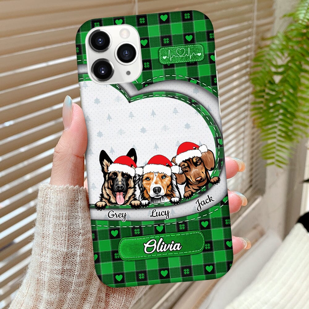 Christmas Plaid Pattern Personalized Dog Phone case NVL09OCT23TT1 Silicone Phone Case HumanCustom New Iphone iPhone 15 