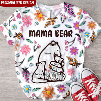 Mama Bear Floral Style - Birthday, Loving Gift For Mom, Mother, Grandma, Grandmother Personalized 3D T-shirt NVL10APR24NY1
