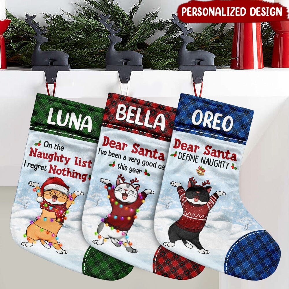 Have A Lovely Christmas With Cat - Cat Christmas Costumes - Personalized Christmas Stocking NVL10OCT23NY1 Christmas Stocking HumanCustom New 7.5X16.5 