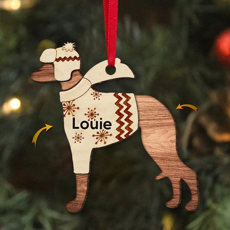 Cute Christmas Puppy Pet Dog Walking Personalized Ornament NVL10OCT23VA1 Wood Custom Shape Ornament HumanCustom - Unique Personalized Gifts Made Just for You 