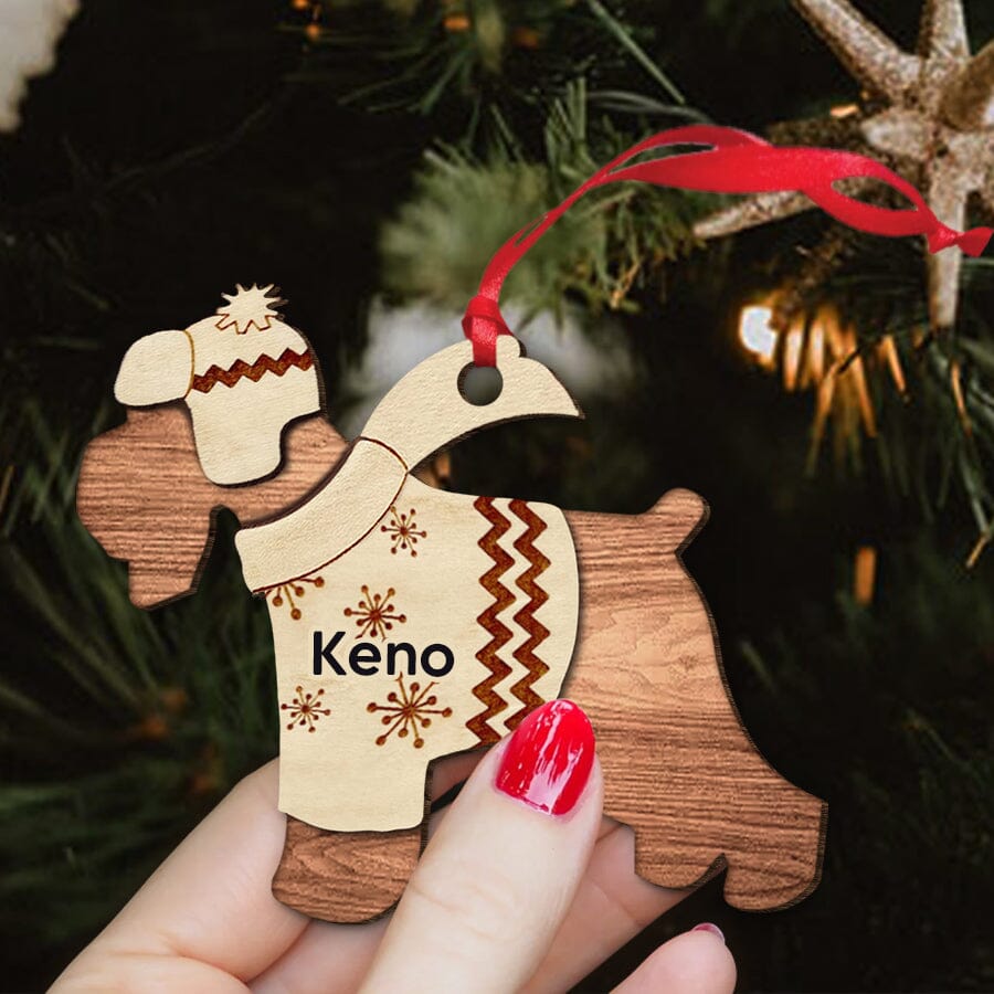 Cute Christmas Puppy Pet Dog Walking Personalized Ornament NVL10OCT23VA1 Wood Custom Shape Ornament HumanCustom - Unique Personalized Gifts Made Just for You 