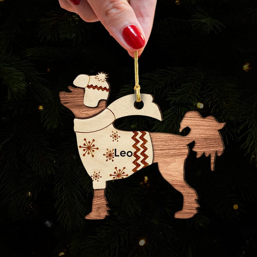 Cute Christmas Puppy Pet Dog Walking Personalized Ornament NVL10OCT23VA1 Wood Custom Shape Ornament HumanCustom - Unique Personalized Gifts Made Just for You 