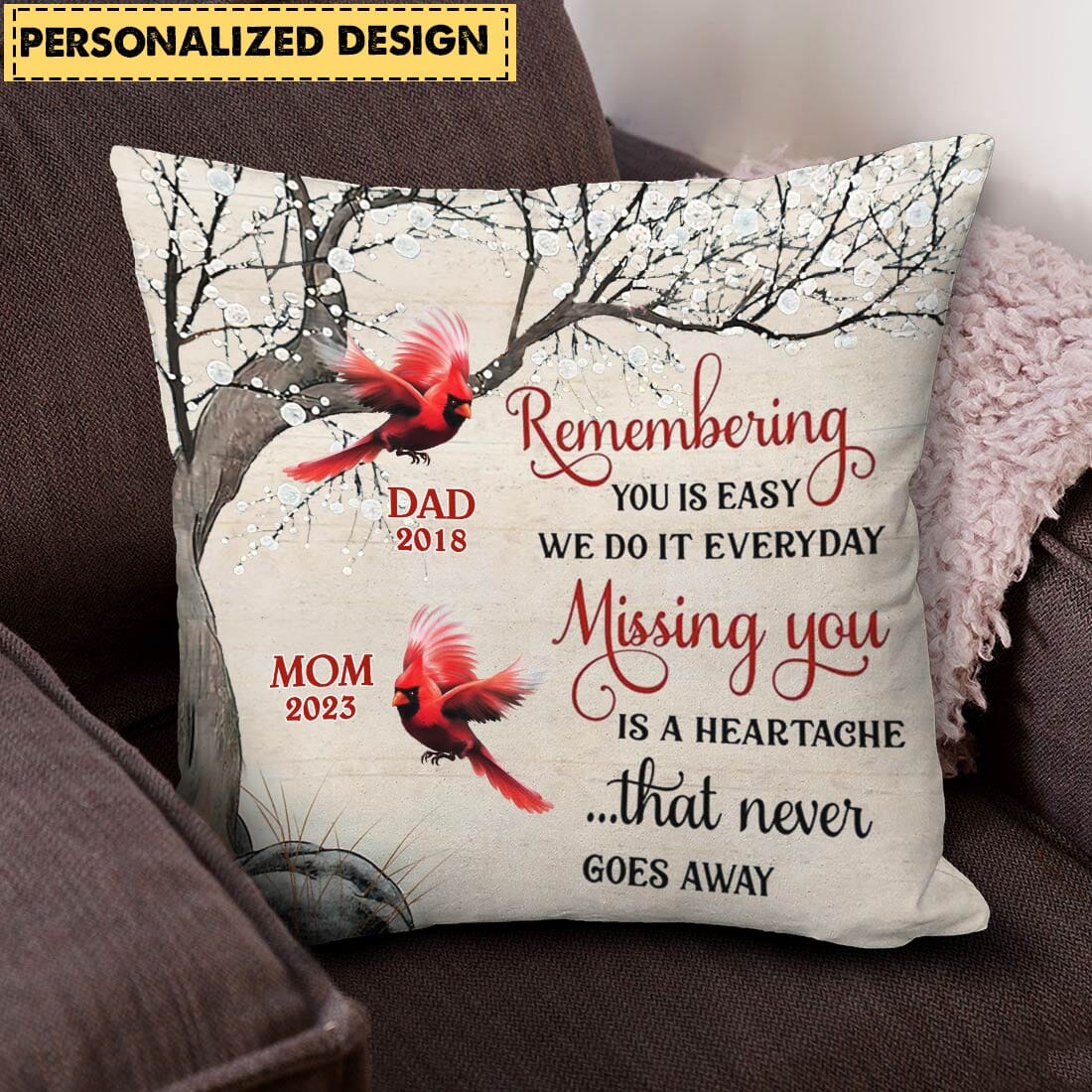 Personalized Cardinal Winter Memorial Pillow NVL11DEC23VA1 Pillow HumanCustom - Unique Personalized Gifts Made Just for You 