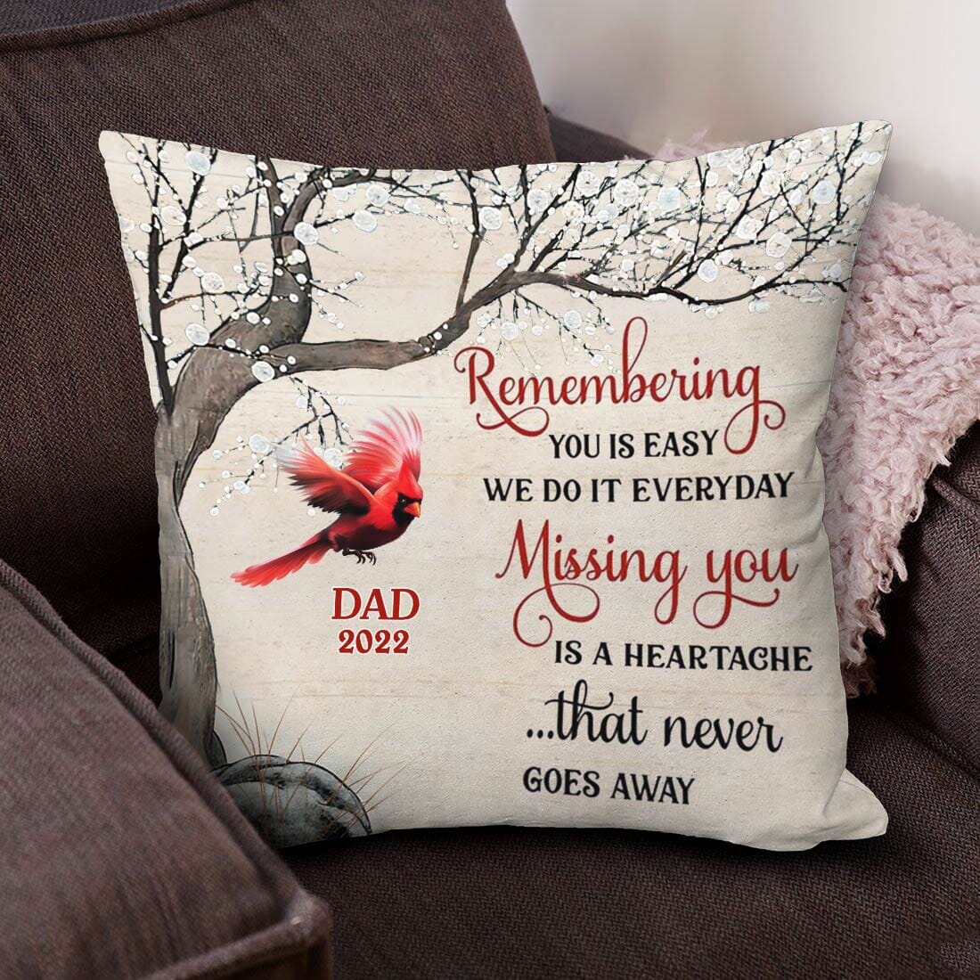 Personalized Cardinal Winter Memorial Pillow NVL11DEC23VA1 Pillow HumanCustom - Unique Personalized Gifts Made Just for You 