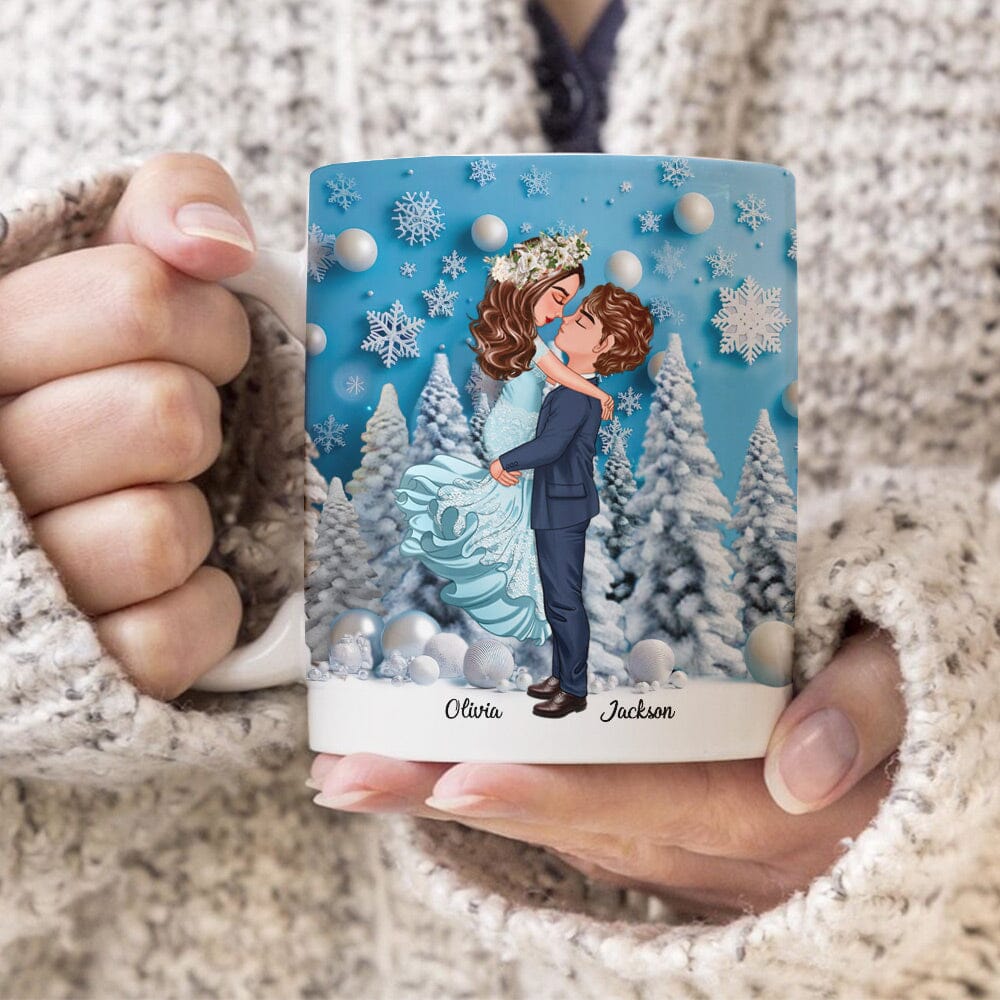 Doll Couple Hugging Blue Vibe Background Personalized Mug NVL11DEC23VA3 White Mug HumanCustom - Unique Personalized Gifts Made Just for You 