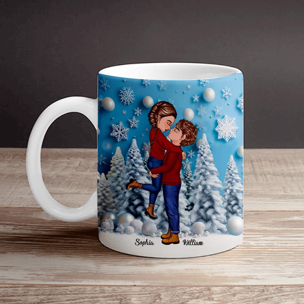 Doll Couple Hugging Blue Vibe Background Personalized Mug NVL11DEC23VA3 White Mug HumanCustom - Unique Personalized Gifts Made Just for You 