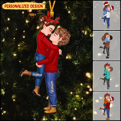 Christmas Doll Couple Hugging Kissing Personalized Ornament NVL12SEP23KL1