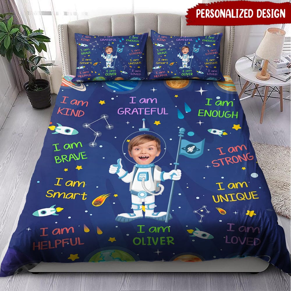 Kid Affirmations I Am Kind Smart Loved Astronaut - Personalized Photo Bedding Set NVL13DEC23TT1 Bedding Set HumanCustom - Unique Personalized Gifts Made Just for You US TWIN 