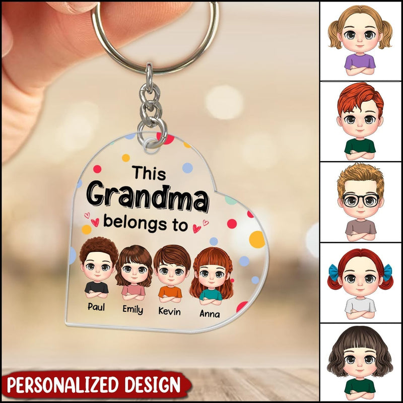 Discover This Grandma Mom Dad Belongs To Cute Doll Kids Personalized Acrylic Keychain