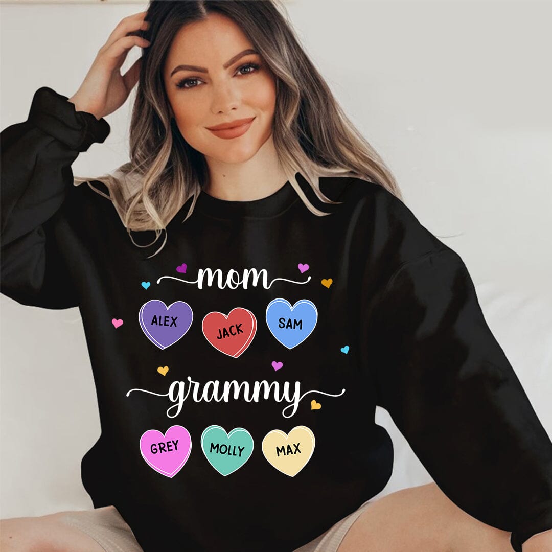 Colorful Mom Grandma Heart Kids Personalized Sweatshirt NVL13NOV23TT1 2d sweatshirt HumanCustom - Unique Personalized Gifts Made Just for You Sweatshirt S Black