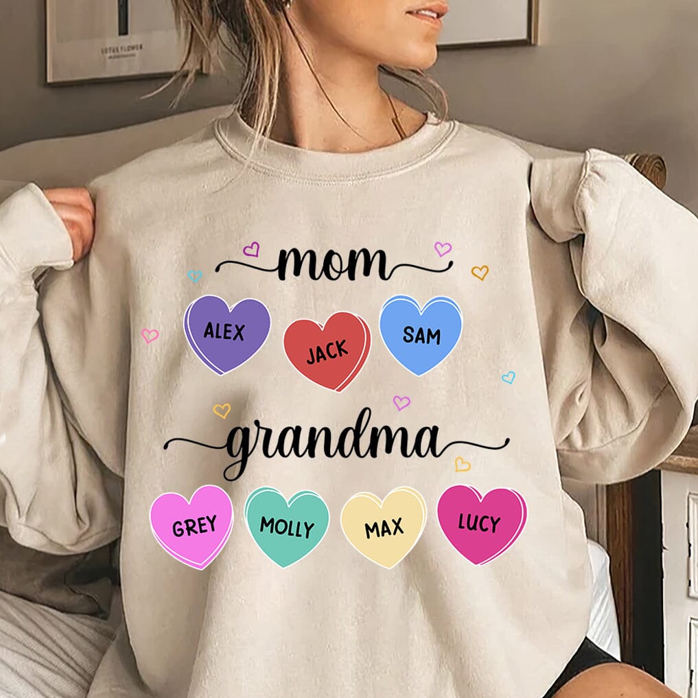 Colorful Mom Grandma Heart Kids Personalized Sweatshirt NVL13NOV23TT2 2d sweatshirt HumanCustom - Unique Personalized Gifts Made Just for You Sweatshirt White S