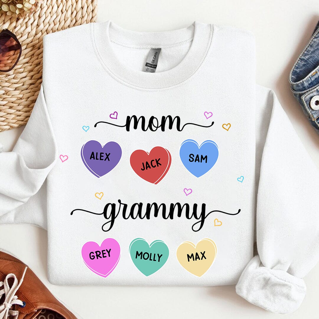 Colorful Mom Grandma Heart Kids Personalized Sweatshirt NVL13NOV23TT2 2d sweatshirt HumanCustom - Unique Personalized Gifts Made Just for You 