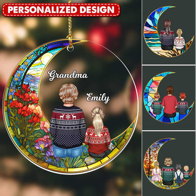 Personalized Suncatcher Grandma Grandkid Sitting Ornament NVL14AUG23TP1