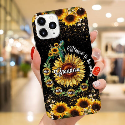 Sunflower Turtle Grandma Mom Kid, Mother's Day Gift Personalized Phone Case NVL14MAR23TP1 Silicone Phone Case Humancustom - Unique Personalized Gifts