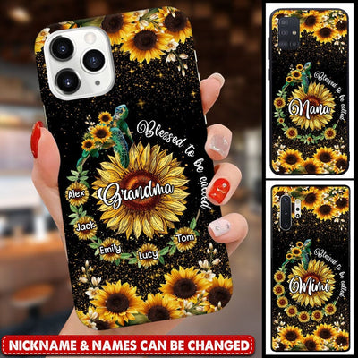 Sunflower Turtle Grandma Mom Kid, Mother's Day Gift Personalized Phone Case NVL14MAR23TP1 Silicone Phone Case Humancustom - Unique Personalized Gifts Iphone iPhone 14