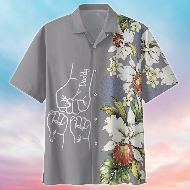 Father's Day Gift Best Dad Ever Hand To Hand Tropical Personalized Hawaiian Shirt