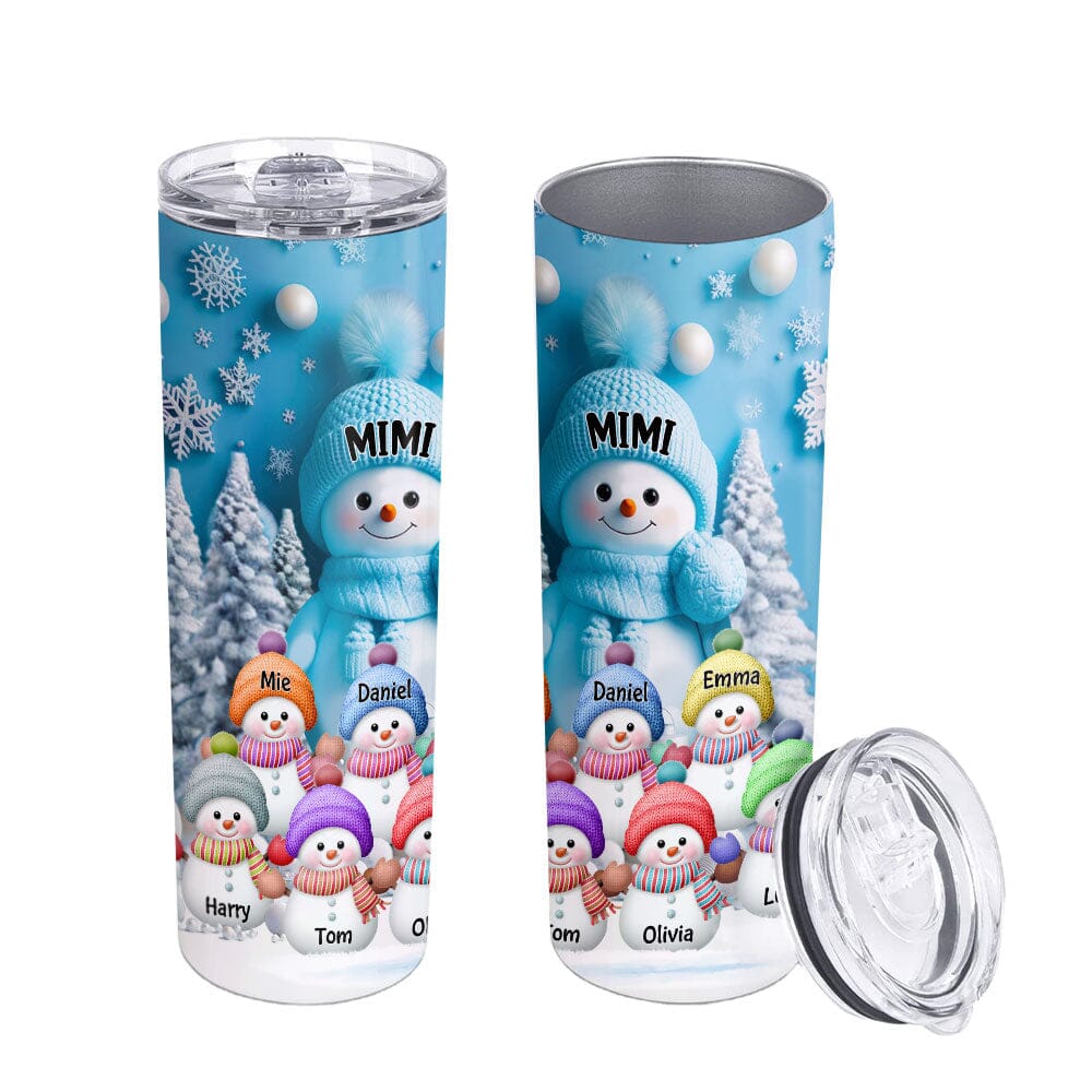 Christmas Blue Vibe Snowman Grandma Mom Colorful Kids Personalized Skinny Tumbler NVL14NOV23VA1 Skinny Tumbler HumanCustom - Unique Personalized Gifts Made Just for You 