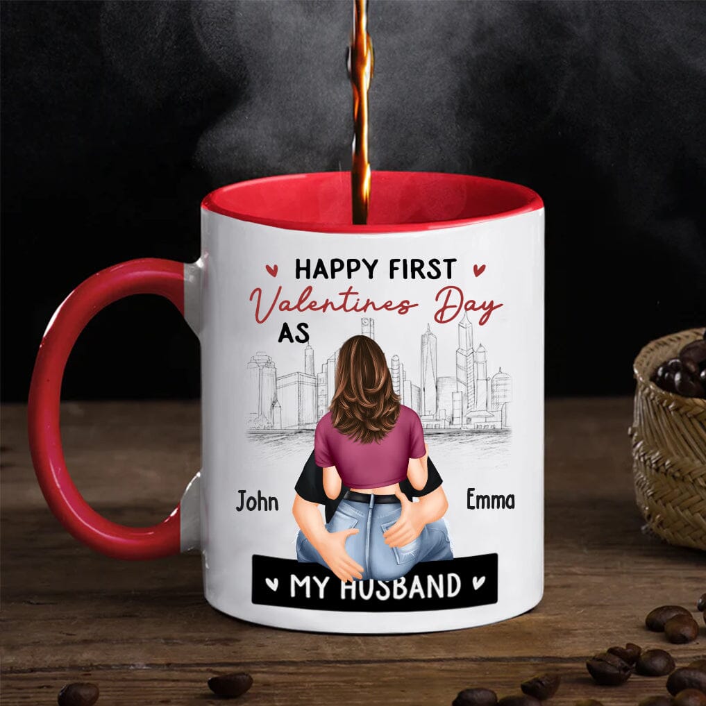 You Are My Valentine Everyday - Couple Personalized Custom Accent Mug - Valentine Gift For Husband Wife, Anniversary, First Valentines Together NVL15DEC23TT1 Accent Mug HumanCustom - Unique Personalized Gifts Made Just for You 