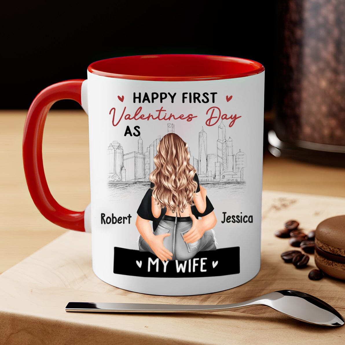 You Are My Valentine Everyday - Couple Personalized Custom Accent Mug - Valentine Gift For Husband Wife, Anniversary, First Valentines Together NVL15DEC23TT1 Accent Mug HumanCustom - Unique Personalized Gifts Made Just for You 