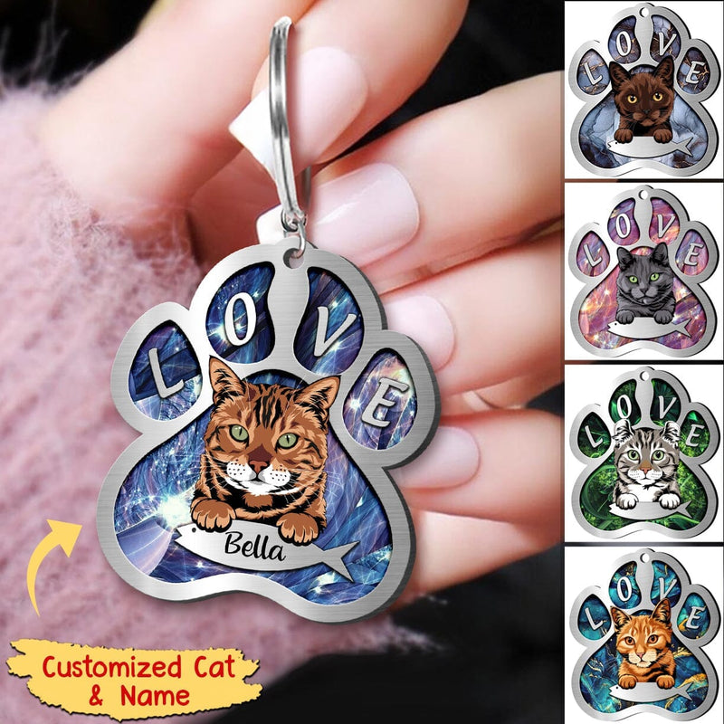 Discover Sparkling Cat Mom- Cat Dad Kittern Pet Cat Lovers Custom Breed Personalized Acrylic Keychain