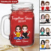 Doll Couple Sitting Together Since Personalized Drinking Jar NVL15JUN23NY3 Drinking Jar Humancustom - Unique Personalized Gifts 16oz