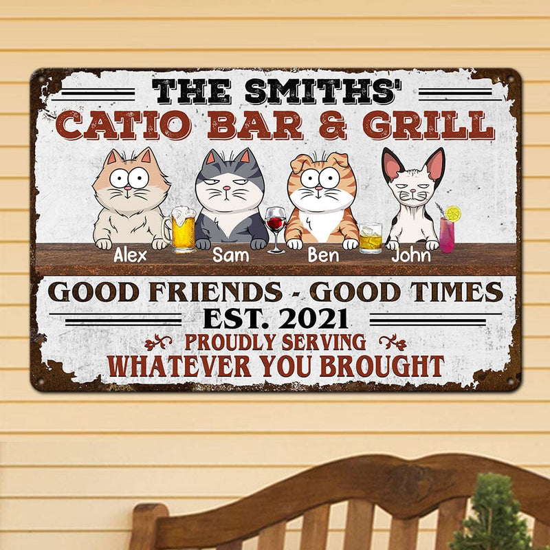 Catio Bar & Grill Good Friends Good Times Cats Personalized Metal Sign
