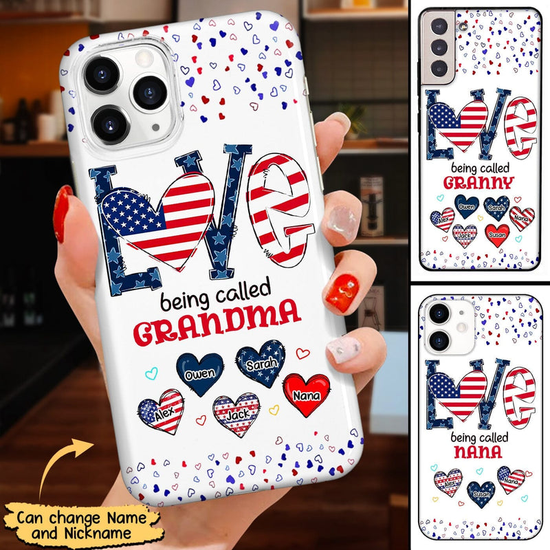 Love Is Being Called Grandma Auntie Mom American Flag Pattern Personalized Phone Case