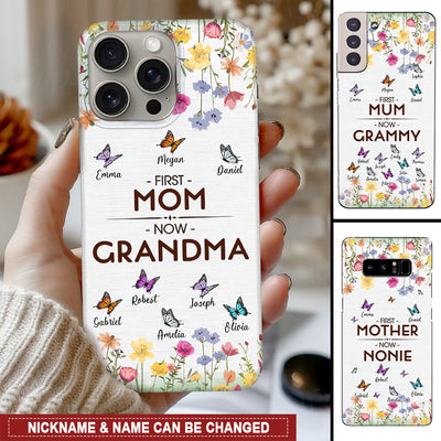 First Mom Now Grandma Butterfly Grandkids Personalized Phone case NVL16APR24NY3
