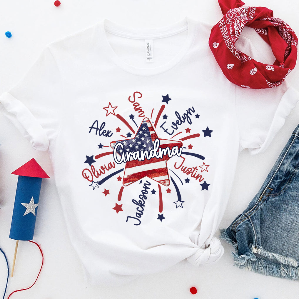 4th of July America Flag Star Mimi Mom Little Kids Personalized Shirt NVL16APR24TT1