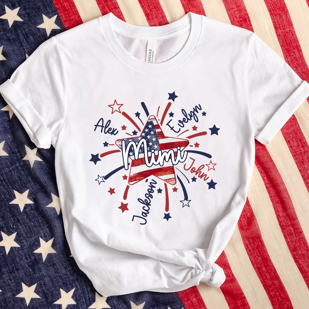 4th of July America Flag Star Mimi Mom Little Kids Personalized Shirt NVL16APR24TT1
