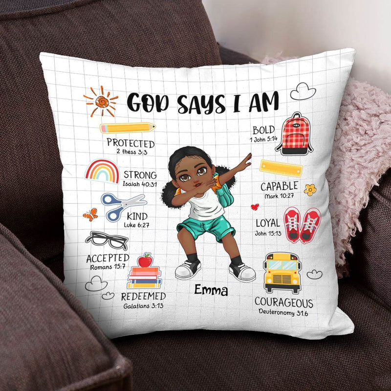Personalized Dabbing Kid God Says I Am Back To School Pillow - Gift For Kids