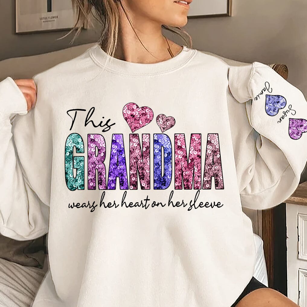 This Mama Wear Her Heart Personalized Sweatshirt NVL16DEC23TT1 2d sweatshirt HumanCustom - Unique Personalized Gifts Made Just for You 