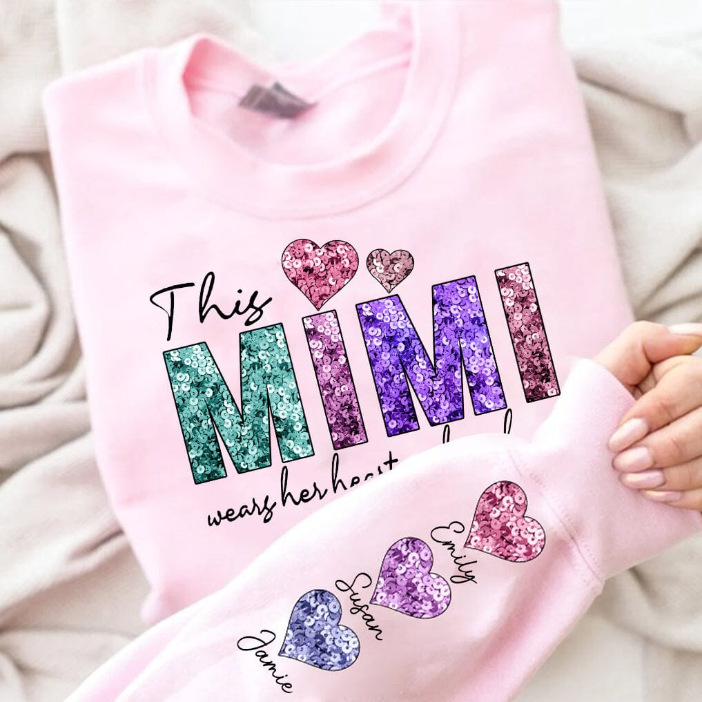 This Mama Wear Her Heart Personalized Sweatshirt NVL16DEC23TT1 2d sweatshirt HumanCustom - Unique Personalized Gifts Made Just for You 