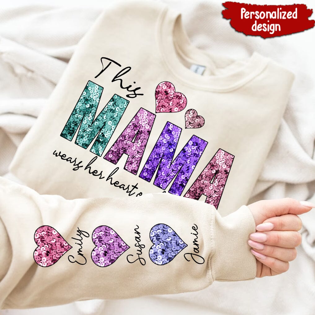 This Mama Wear Her Heart Personalized Sweatshirt NVL16DEC23TT1 2d sweatshirt HumanCustom - Unique Personalized Gifts Made Just for You 