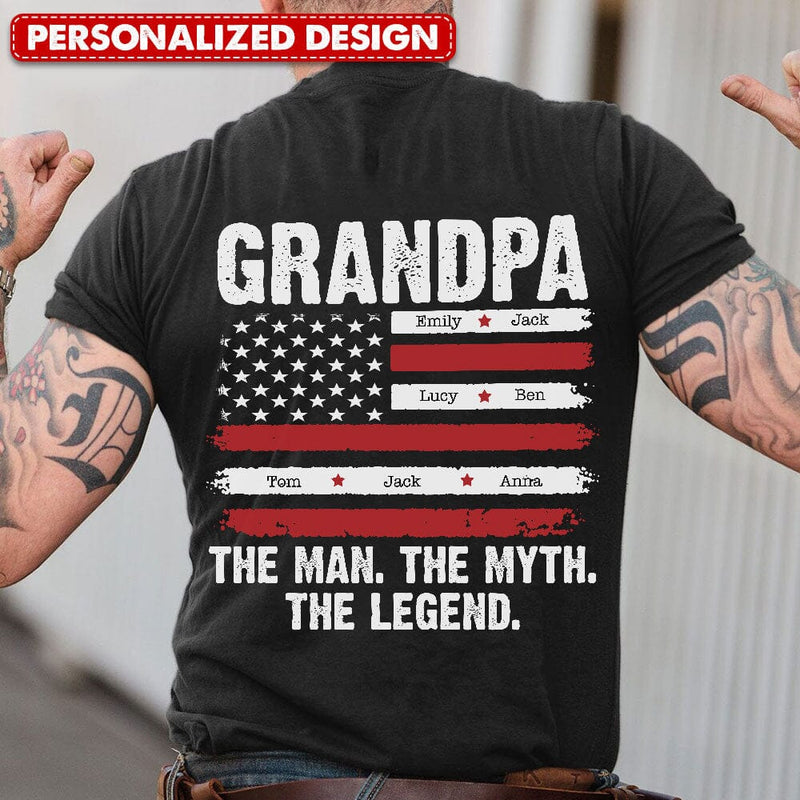 Discover Papa The Man The Myth The Legend - Custom Gift For Dad Papa Backprint T-Shirt