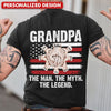 Papa The Man The Myth The Legend with Grandkids Hand to Hands - Gift For Dad Papa Personalized Shirt NVL16JUN23TP2