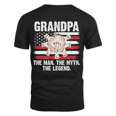 Papa The Man The Myth The Legend with Grandkids Hand to Hands - Gift For Dad Papa Personalized Shirt NVL16JUN23TP2