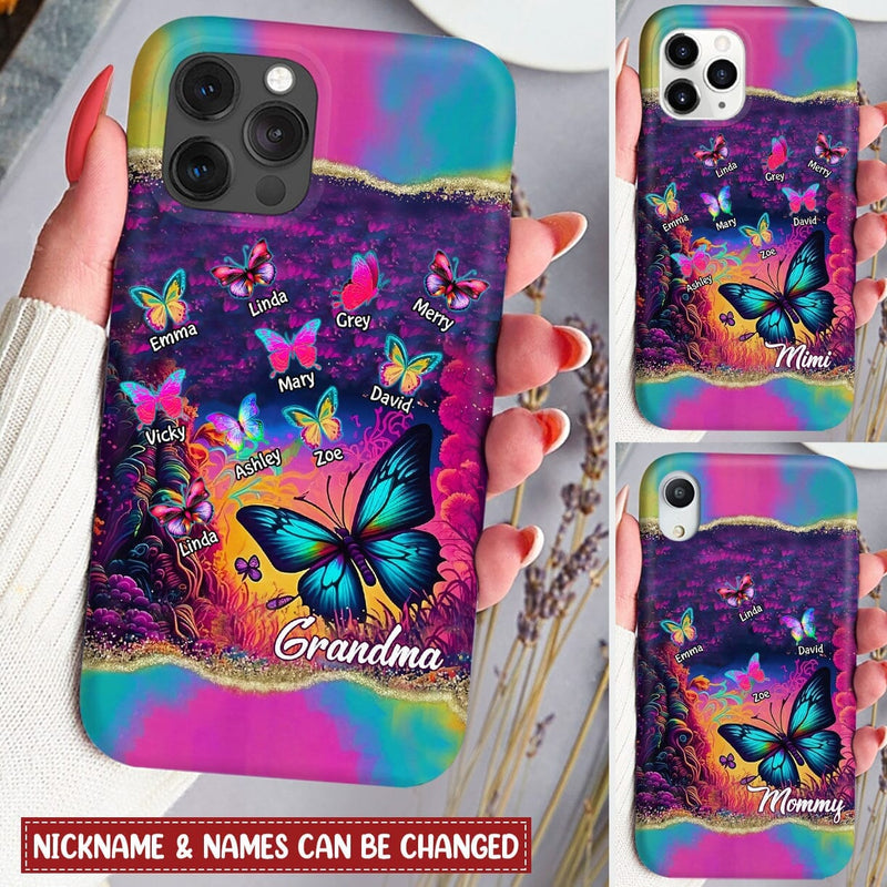Unique Colorful Butterfly Grandma Auntie Mom Kids Personalized Phone Case