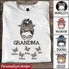 Leopard Messy Bun Grandma with Butterfly Grandkids Custom T-shirt NVL16OCT21CT3 White T-shirt Humancustom - Unique Personalized Gifts