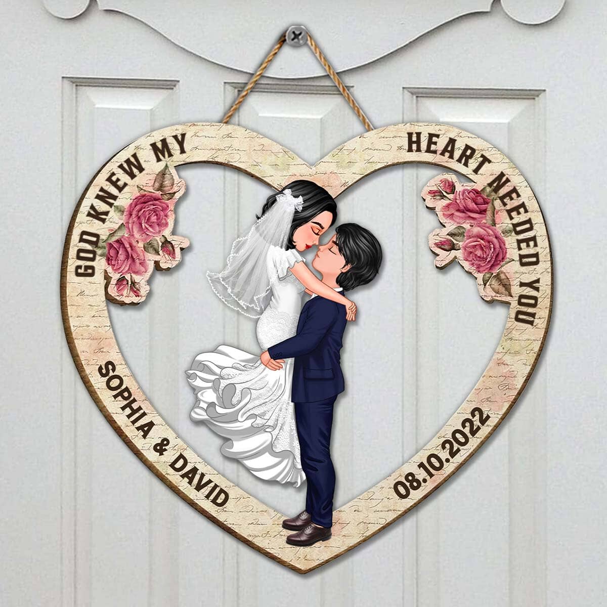 Married Engaged Doll Couple Kissing Hugging - Couple Portrait, Firefighter, Nurse, Police Officer, Military, Chef, EMS, Flight, Teacher, Gifts by Occupation Personalized Wood Shape Sign NVL16OCT23TT2 Shape Wooden Key Hanger HumanCustom - Unique Personalized Gifts Made Just for You 12 x 6 inches 