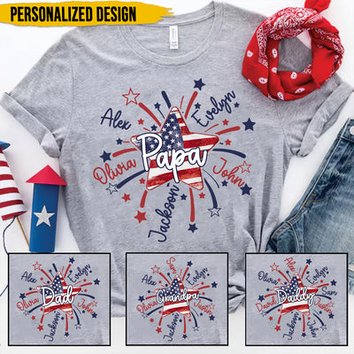 4th of July America Flag Star Papa Daddy Little Kids Personalized Shirt NVL17APR24TT2