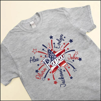 4th of July America Flag Star Papa Daddy Little Kids Personalized Shirt NVL17APR24TT2