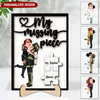 Valentine My Missing Piece Couple Portrait, Firefighter, Nurse, Police Officer, Military, Chef, EMS, Flight, Teacher, Gifts by Occupation Personalized 2 Layers Wooden Plaque NVL17JAN24KL1