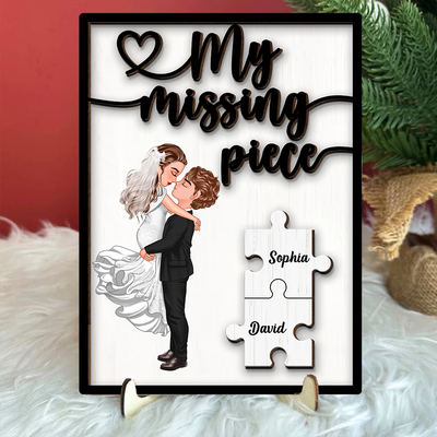 My Missing Piece Couple Proposal Engagement Gift Personalized 2 Layers Wooden Plaque NVL17JAN24KL2