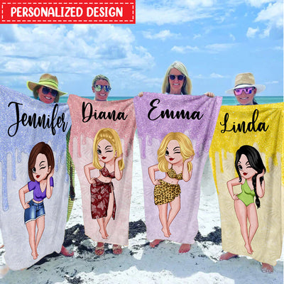 Life's A Beach, Enjoy The Party - Bestie Personalized Custom Beach Towel - Gift For Best Friends, BFF, Sisters NVL17JUN23NY5