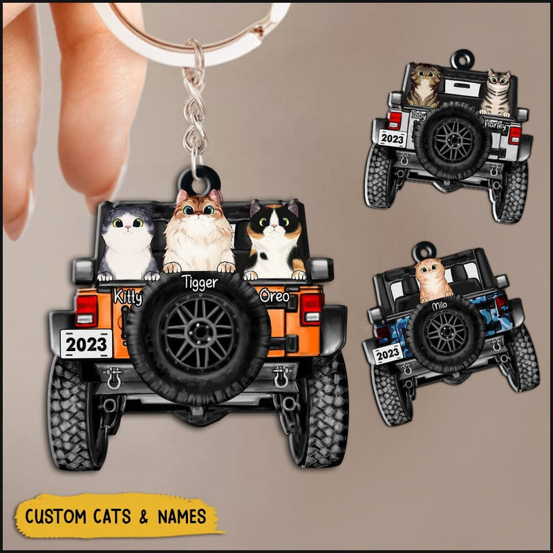Discover Super Cool Kitten Cats On Car, Gift For Pet Lovers Personalized Keychain