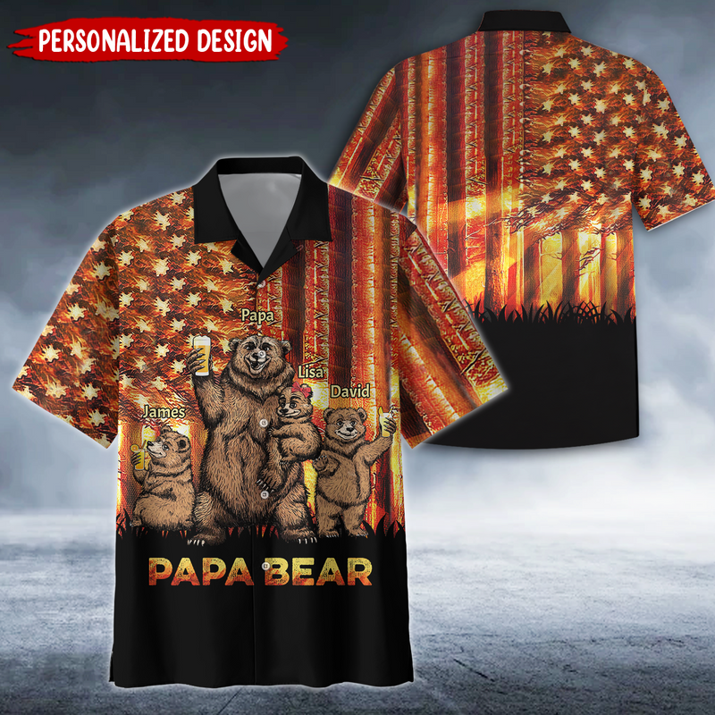 Papa Bear Loving Gift For Dad, Papa, Grandpa - Personalized Hawaiian Shirt