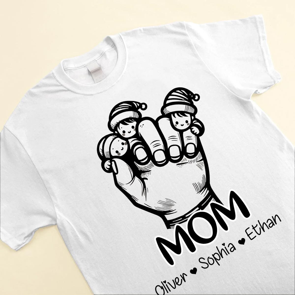 Grandma Mom With Facekids Grandkids Hands christmas Personalized Shirt NVL17NOV23NA2 White T-shirt and Hoodie HumanCustom - Unique Personalized Gifts Made Just for You 